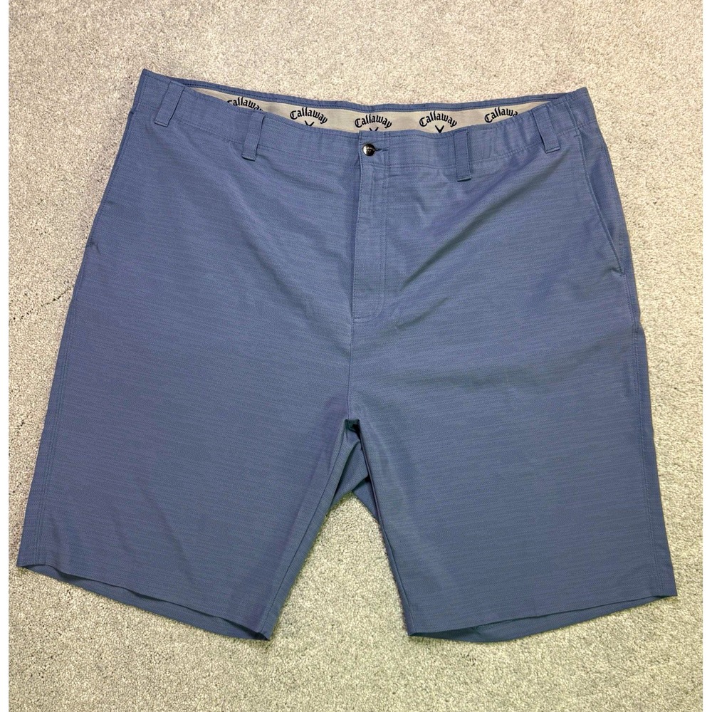 Callaway Golf Shorts Mens 44 Blue Textured Flat Front Stretch Active Waistboard